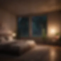 Calming nighttime environment with dim lights