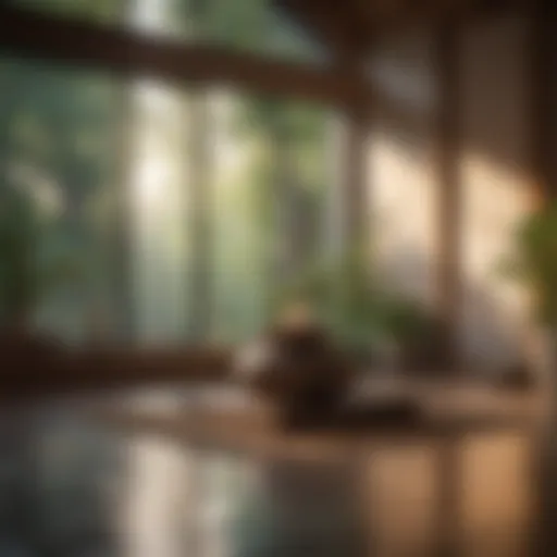 A serene meditation space with natural light
