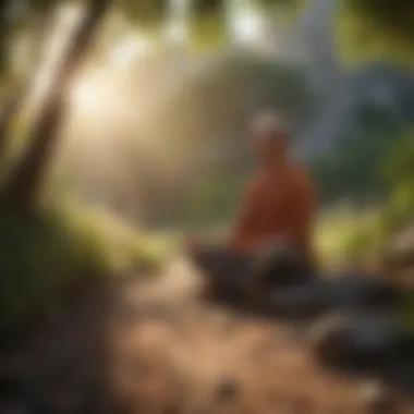 A person meditating in a peaceful environment