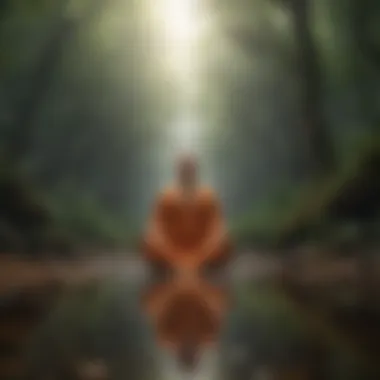 A person meditating in a tranquil environment