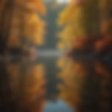 Tranquility in Nature A serene landscape with a peaceful lake reflecting autumn colors, symbolizing tranquility and gratitude.