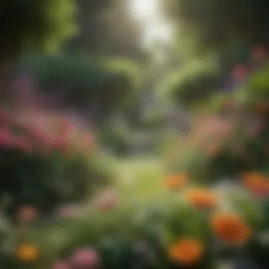 Blooming Gratitude A vibrant garden blooming with diverse flowers, representing the beauty of gratitude and personal growth.