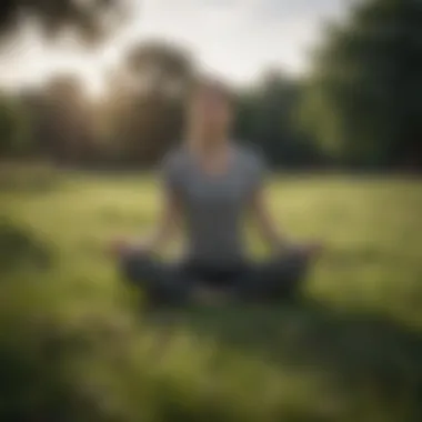 Embracing Stillness A person seated in a meditative position on a grassy field, embodying grounding meditation