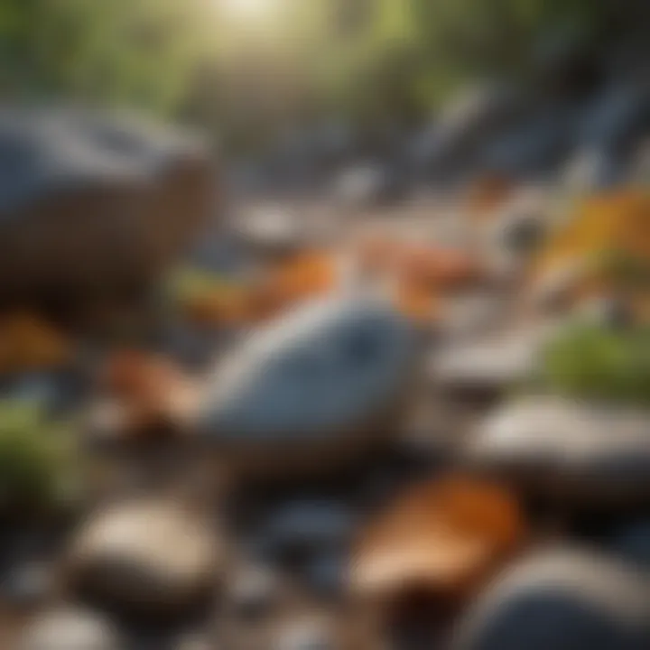 Close-up of natural elements like stones and leaves representing stability and connection