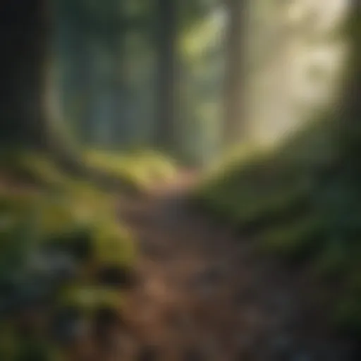 A serene landscape depicting a tranquil forest with grounding elements