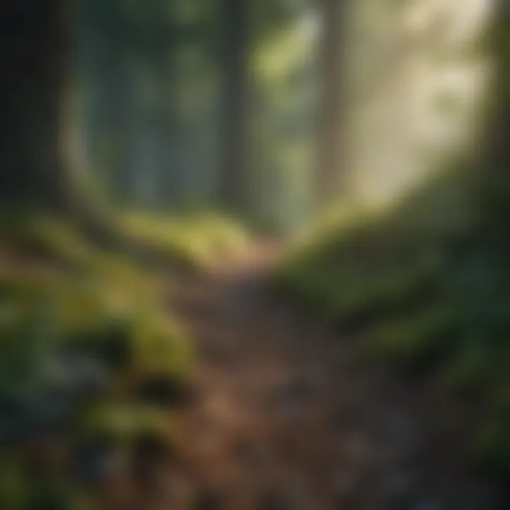 A serene landscape depicting a tranquil forest with grounding elements