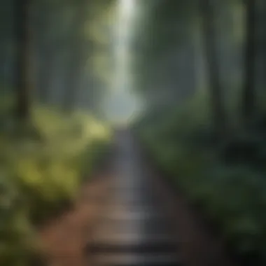 A serene pathway leading through a dense forest, symbolizing the journey of self-discovery.