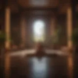 Peaceful meditation space with soft lighting