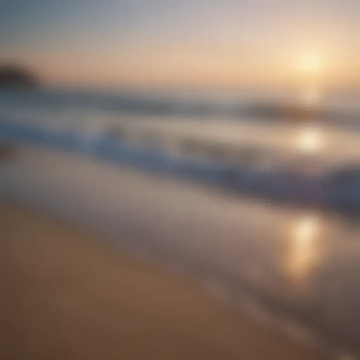 Gentle waves lapping at a serene beach at dawn