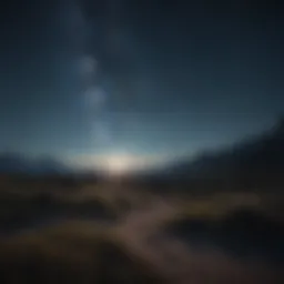 Tranquil night scene with stars and moonlight