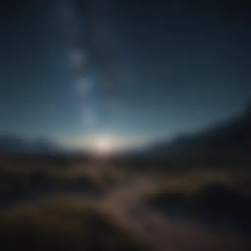 Tranquil night scene with stars and moonlight