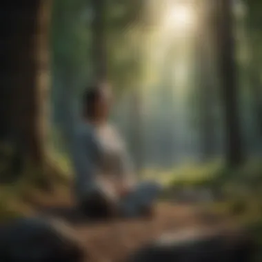 Meditative figure in a serene outdoor setting
