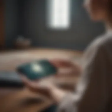 Mindfulness and Digital Balance A person meditating with a phone in the background showing an app