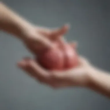 Cultivating Inner Peace Through Gesture A close-up of a gentle hand placed on the heart in a meditative pose.
