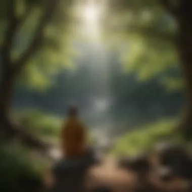 Finding Solace in Nature's Embrace An individual immersed in meditation surrounded by nature.