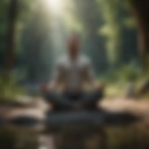 A person meditating in a serene environment