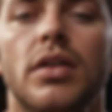 Close-up of a person practicing deep breathing