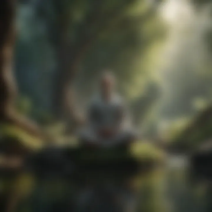 Person meditating in a tranquil environment