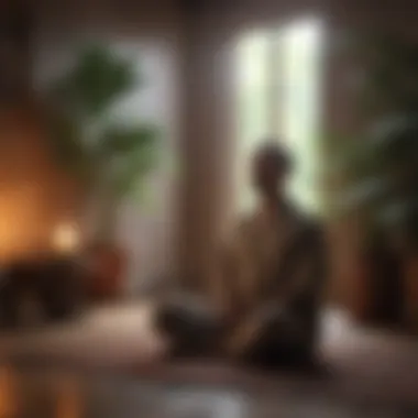 Calm individual meditating in a quiet corner