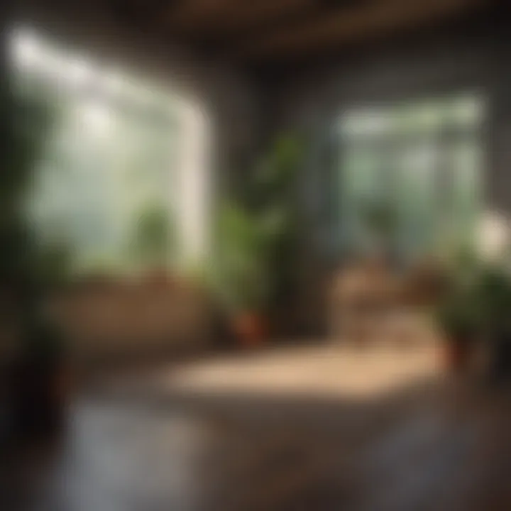 A calm indoor space with plants and soft lighting