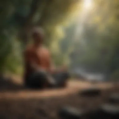 A person meditating in a peaceful setting