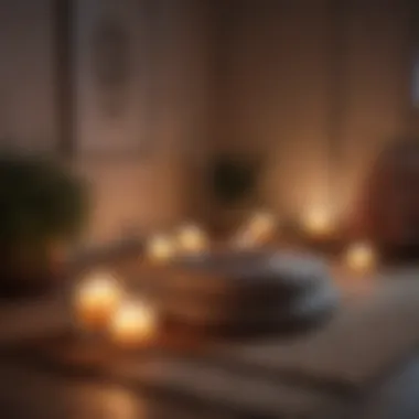 Meditation Area for Mindfulness Practice A peaceful meditation space with candles and cushions