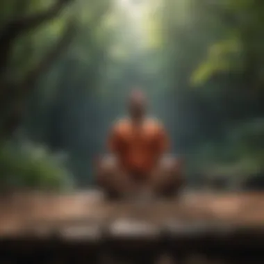 A person meditating in a tranquil environment.