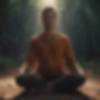 A person meditating with a peaceful aura