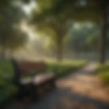 Serene Park for Conversations A serene park with benches inviting conversations