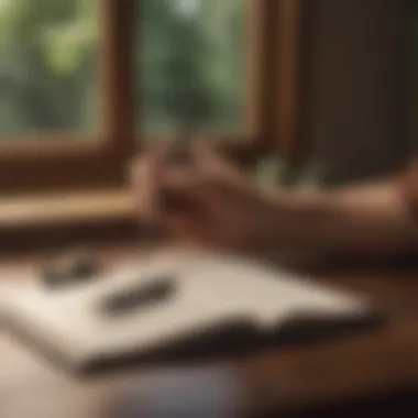Journey of Self-Reflection A reflective journal open with a pen resting on it