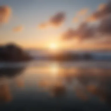 A tranquil sunset over the ocean, embodying tranquility and reflection