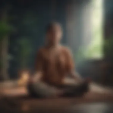 A calm person meditating in a tranquil environment