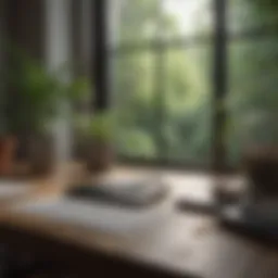 A serene workspace with natural elements promoting calmness