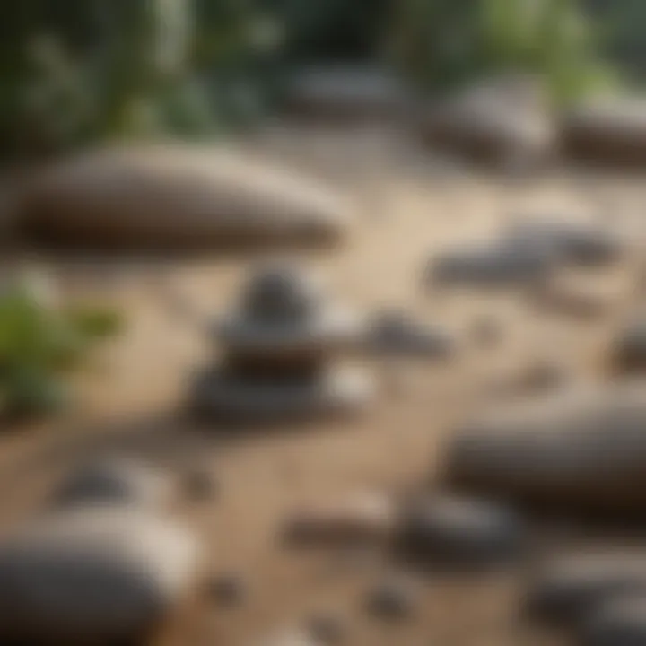 Zen garden with carefully placed stones