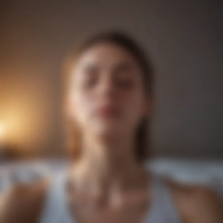 Close-up of a person meditating with calming visuals