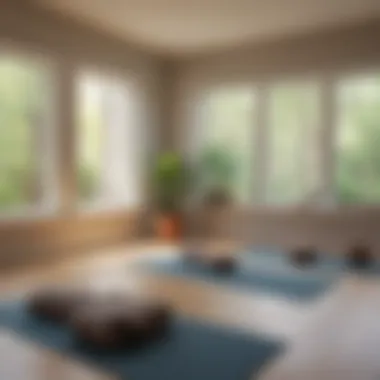 The Calm of Yoga Practice A tranquil yoga studio with mats and natural light filtering through windows