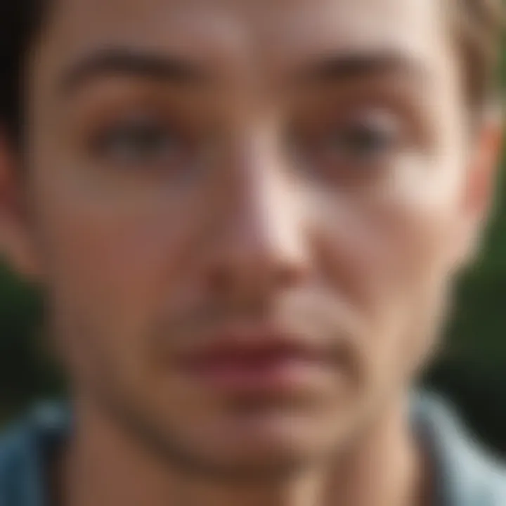 Close-up of a person meditating with focused expression