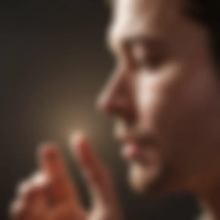 Close-up of a person meditating with focus