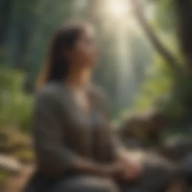 A teacher practicing meditation outdoors