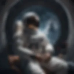 Astronaut meditating in the tranquility of space