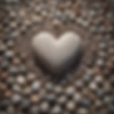 A close-up of a heart-shaped arrangement of stones symbolizing love