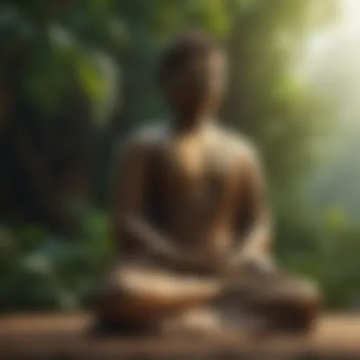 Buddha meditating in serene surroundings