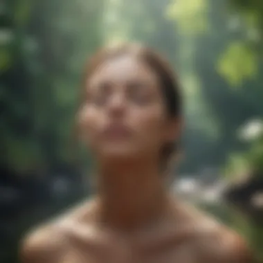Deep Breathing Practice for Relaxation An individual practicing deep breathing in a peaceful environment