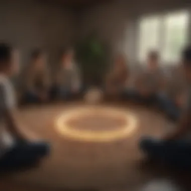 Group of teenagers participating in a mindfulness circle