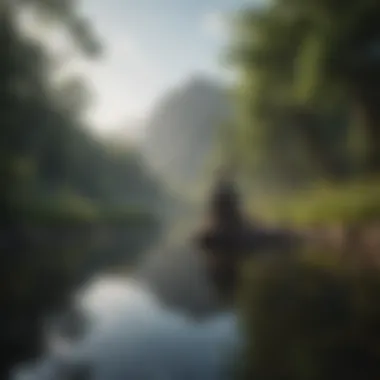 Finding Calm Through Mindfulness A calm landscape illustrating the concept of mindfulness and meditation.