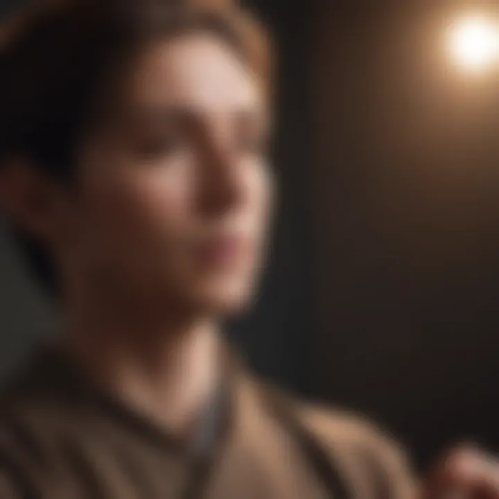 A close-up of a person practicing mindfulness meditation.