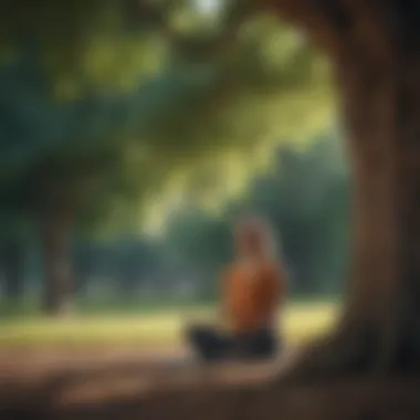 A tranquil person meditating under a tree, representing mindfulness