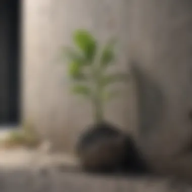 A plant breaking through concrete, symbolizing resilience