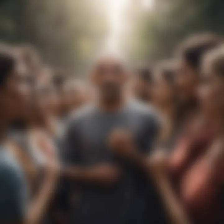 A diverse group of individuals supporting each other, illustrating community strength.