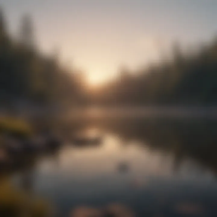 A calm lake at sunrise symbolizing mindfulness and peace